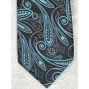 ZANETTI Tie Made in Italy Silk Paisley Black Blue Mens Luxury 3x58